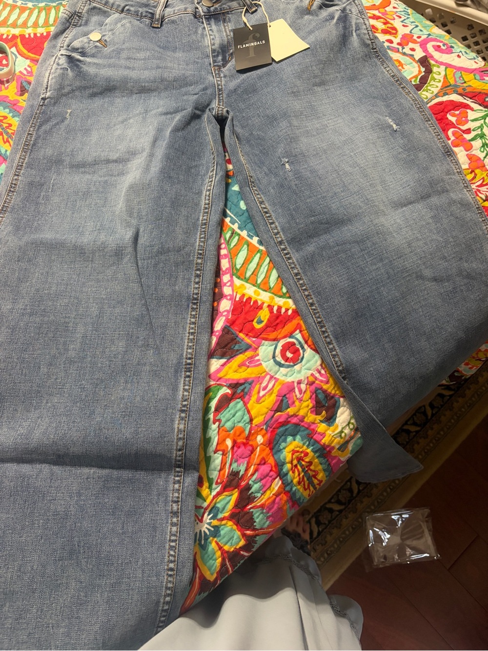 Flamingal Denim Light Blue Straight-Leg Women’s Jeans medium waist 31/32
